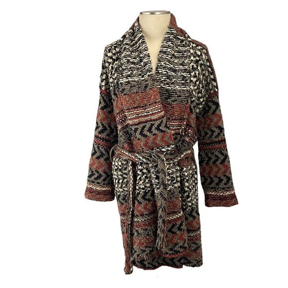 Free People Sweaters - Free People Boho Aztec Tribal Western Fringe Long Cardigan Sweater Coat XS